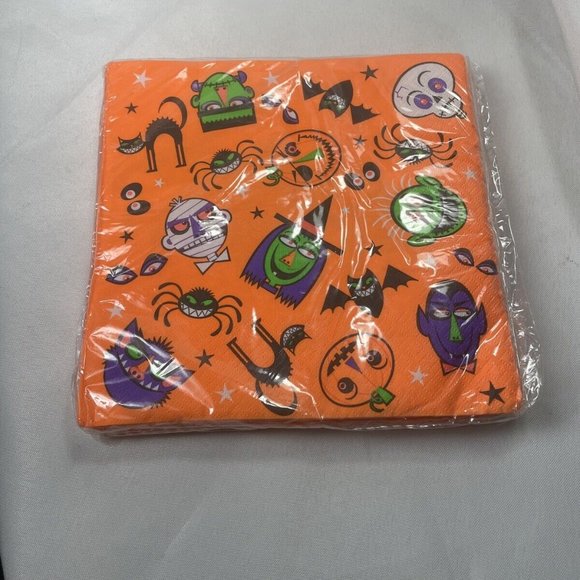 Monster Mash Halloween 16 Lunch Napkins 3-Ply Vintage 13” Design Ware - Picture 4 of 10